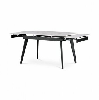 Jídelní stůl rozkládací 120-180x80 cm, keramika šedá, bílá