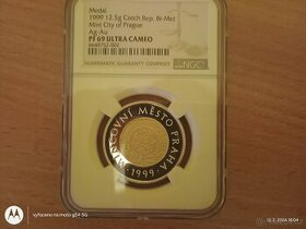 50Kč bimetalová medaile zlato /stříbro 1999  mincovní město