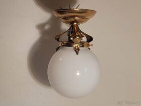 secesní stropnice, lustr, širm bílá opálová koule - 1