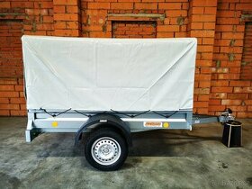přívěsný vozík 202x114x30 cm, s konstrukcí a plachtou - 1