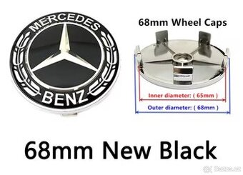 Středové pokličky/krytky kol Mercedes -68mm- Sada 4 ks