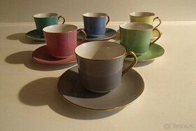 Česká porcelánová sada barevných hrnků