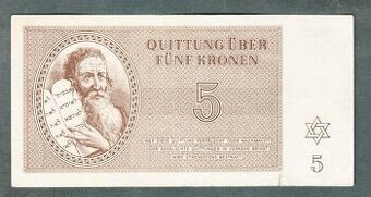 Staré bankovky 5 korun židovského ghetta TEREZÍN