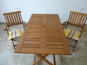 Zahradní nábytek dřevo - 6 ks křeslo + 1 ks stůl - NOVÉ