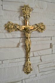 Mosazný kříž - krucifix JEŽÍŠ 32cm