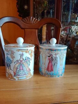 Dvě krásné staré porcelánové dózy na sušenky