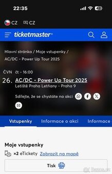 AC/DC Praha 26.6., 2x tribuna C, platinum