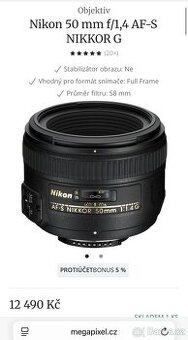 Nikon 50 mm f/1,4 AF-S NIKKOR G