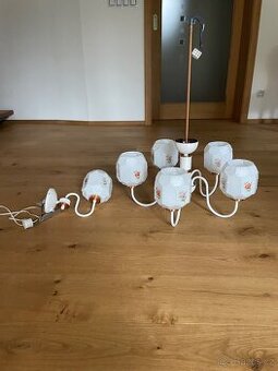 5-ramenný retro lustr + lampička