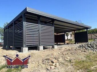 Carport s úložným boxem, garážová stání 9×6,5 m