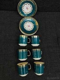 Elegantní porcelánová kávová souprava – 6× šálek + 6× podšál