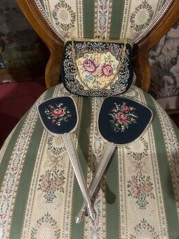 Gobelínová souprava zrcátko,kartáč a kabelka