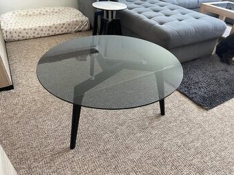 Luxusní tmavý kulatý skleněný stůl