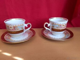 STAROŽITNÁ PŘATELSKÁ PORCELÁNOVÁ KÁVOVÁ SOUPRAVA