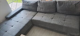 Rohová rozkládací sedací souprava s úložným prostorem
