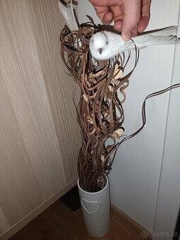 Dekorace Vaza bila ptaci vysoka drevene