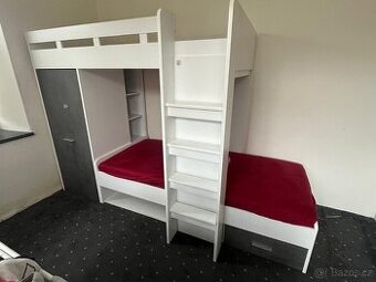 Dětská dvoulůžková patrová postel se skříní  Liberec