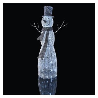 LED vánoční sněhulák ratanový, 124 cm