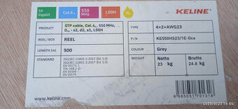 Kabel Cat.6A STP LSOH 550MHz, 10Giga, 3x500m/3x cívka