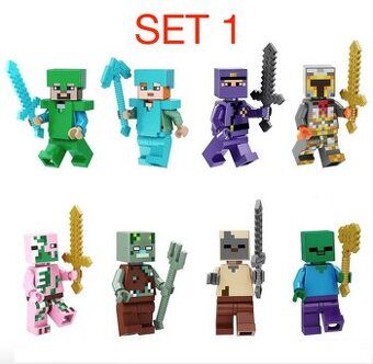Rôzne figúrky Minecraft - typ lego - nové