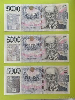 Výroční sada bankovek 5000 Kč s přítiskem - různé série