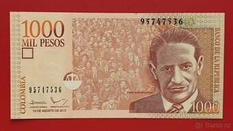 Bankovka Kolumbie 1000 Pesos rok 2015 stav UNC