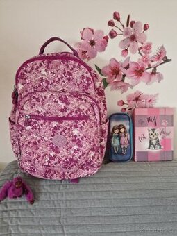 Dívčí školní batoh zn.KIPLING + penál + box TOP stav