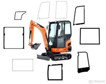 Sklo sklá okno okná na minibagre Kubota a iné
