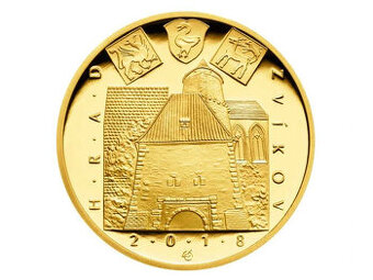 Zlatá mince 5000 Kč Hrad Zvíkov 1/2oz ČNB 2018 PROOF