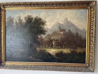 Obraz pozlacený rám,restaurován