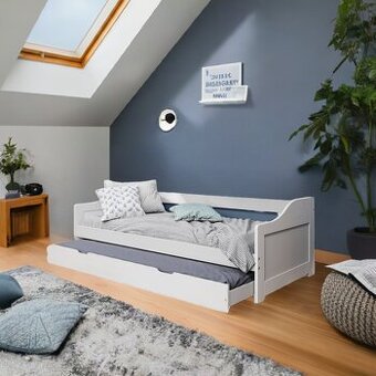 Multifunkční postel z masivu s matrací a roštů nové