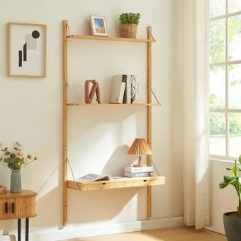 Nástěnná police / stůl "Tingvoll" 176x85x32 cm Bambus - 1