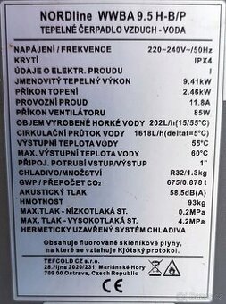 tepelné čerpadlo vzduch voda Nordline 9,5 kW