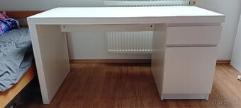 Psací stůl, bílá, 140x65 cm