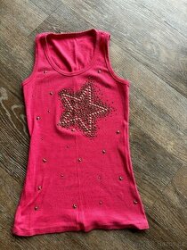 Dámské tmavě růžové tílko s kamínky, vel. S