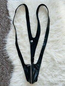 Kožené černé mankini borat boratky se zipem TopMan vel. S - 1
