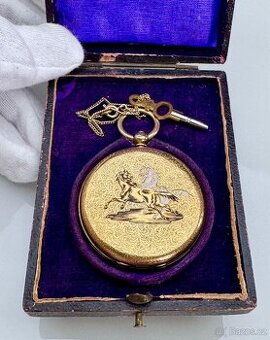 18K CELO ZLATÉ KAPESNÍ KLÍČOVKY PATECK & CIE SE SMALTEM - FU
