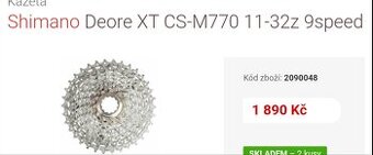 Nová kazeta Shimano XT 770