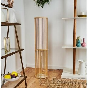 Stojací lampa Brilliant NORI BAMBUS + textilie