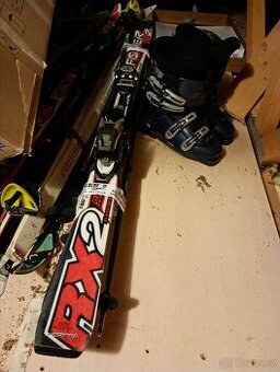 Lyže 160cm a lyžáky 43, hůlky
