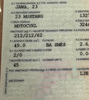 Jawa 23 mustang TP 45km/h