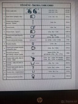 Gumové těsnění na ŠKODA 110R