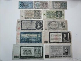 Bankovky Československo - sada ČSR - Protektorát - válka