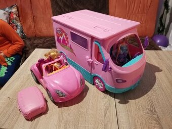 Barbie karavan+auto s panenkami