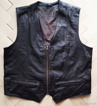 Pánská kožená vesta L