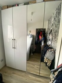 Dvere Pax s panty Ikea-leskla bila+zrcadlo 200x229cm