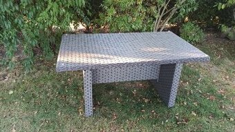 Zahradní, jídelní stůl 140 x 80 cm, umělý ratan, polyratan..