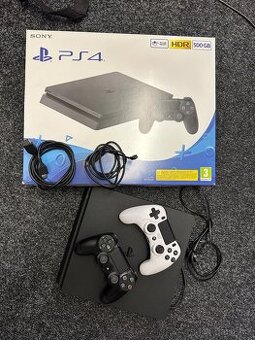 Zánovní PS4 SLIM 500 GB vč. krabice a 2 ovladačů