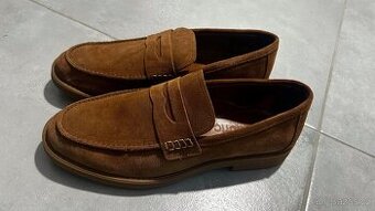 Hnědé semišové mokasíny z pravé kůže