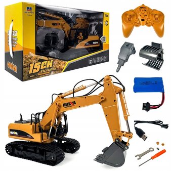 RC Pásový Bagr 3v1 kovové části 15kanálový 1:14